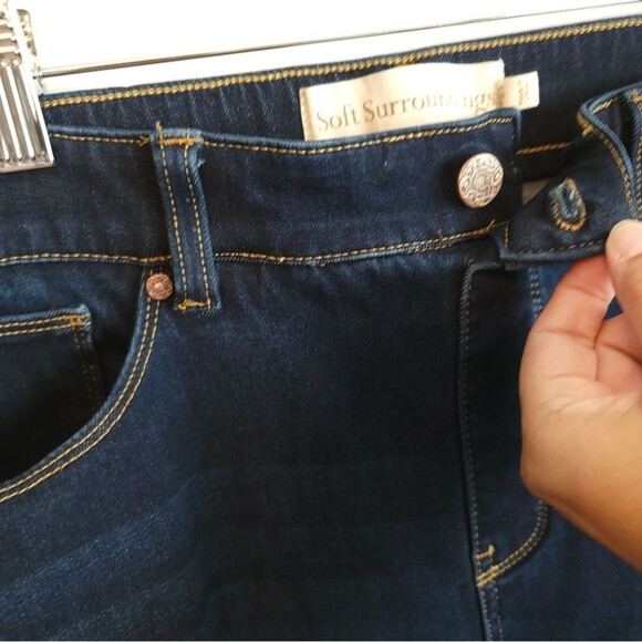 Soft Surroundings Relaxed Straight Jeans Dark Wash Pull-On Stretchy Large - Picture 6 of 16